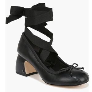 Black Leather Women's Ballet Heels- Sam Eddleman size 10
